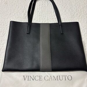 Vince Camuto Black and Gray Textured Tote